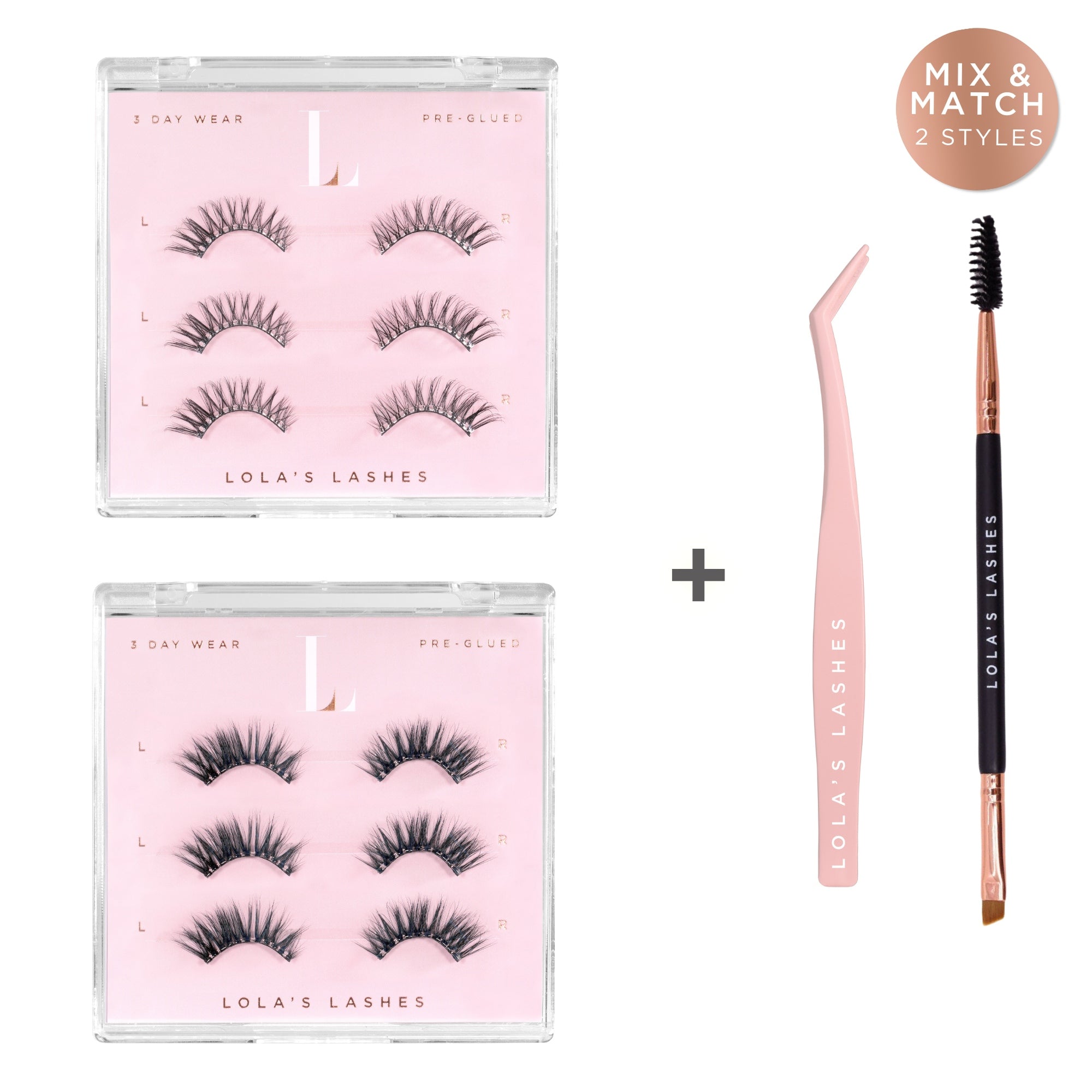 Pre-Glued Half Lashes Duo Starter Bundle